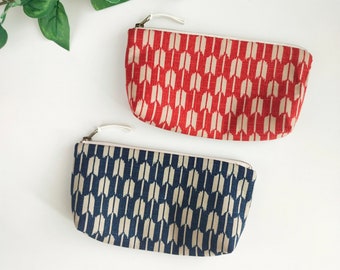 Zipper Pouch, Japanese Indigo, Pencil Case, Glasses Case - Arrows