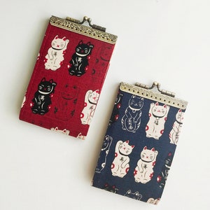 Porta-cartões com tema de gato feminino, porta-cartões de gato da sorte, porta-cartões de gatinho japonês, porta-cartões minimalista, ideia de presente de aniversário, presente para mãe