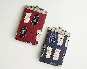Women Cat Theme Card Holder, Lucky Cat Card Holder,  Japanese Kitten Card Holder, Minimalist Card Holder, Birthday Gift Idea, Gift for Mom