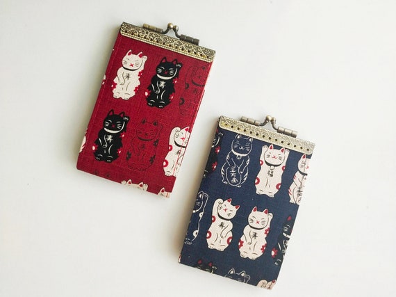 Women Cat Theme Card Holder, Lucky Cat Card Holder,  Japanese Kitten Card Holder, Minimalist Card Holder, Birthday Gift Idea, Gift for Mom
