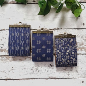 Porte-cartes de crédit, Portefeuille pour femme fait main, Porte-cartes, Porte-cartes minimaliste, Porte-cartes, Porte-cartes de style accordéon - Indigo japonais