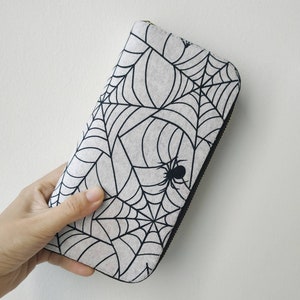Cartera de mano para mujer, cartera con sobre para dinero, cartera con cremallera en forma de araña, cartera con cremallera, cartera fina, cartera para mujer, regalo para ella - Araña negra