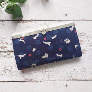 Cartera de mujer, Cartera de tela japonesa, Cartera de mujer, Cartera índigo, Cartera plegable, Cartera para tarjetas de crédito - Conejos japoneses