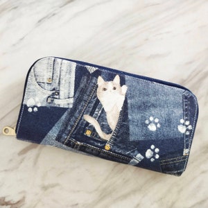 Cartera de mano para mujer, regalo para amantes de los gatos, billetera plegable, billetera con cremallera para mamá gata, regalos para amantes de los gatos, billetera con sobre para efectivo, regalo para ella