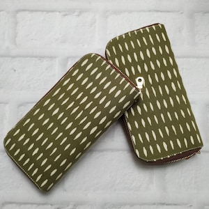 Mignon tirets sur vert Portefeuille à fermeture éclair, Portefeuille en tissu, Portefeuille enveloppe pour espèces, Portefeuille long pour femme, Portefeuille pour femme, Porte-monnaie portefeuille, Cadeau pour elle