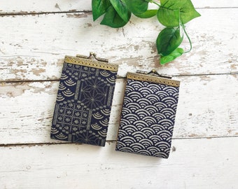 Minimalist Card Wallet, Card Holder - Japanese Indigo Sashiko