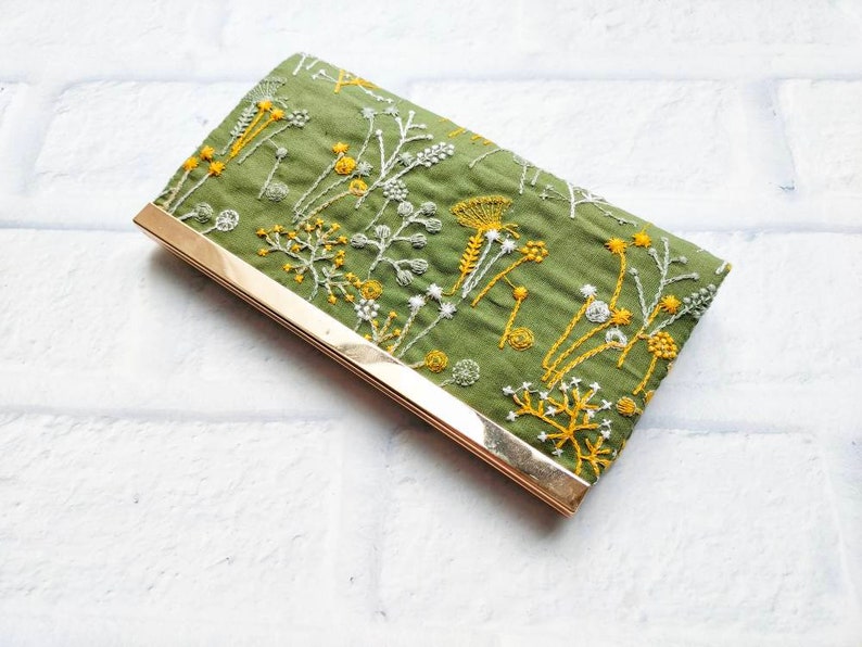 Embroidery Floral Women's wallet, Fabric Wallet, Cash Envelope Wallet, Gift for Mom, Gift for women, Gift for her image 5