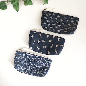 Chic Indigo Zipper Pouch, Japanese Indigo, Pencil Case, Glasses Case - Japanese Indigo