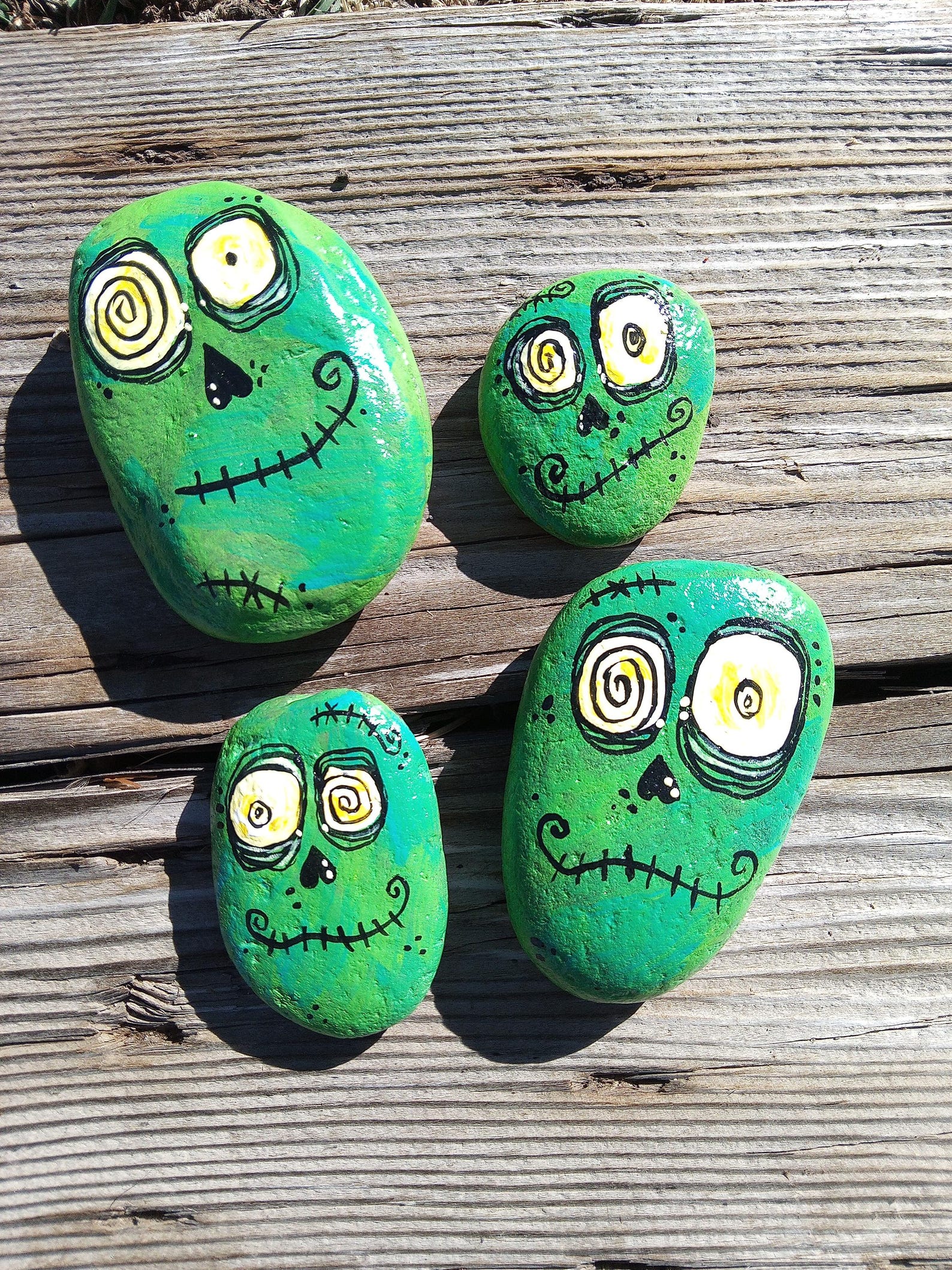 Zombie Painted Rocks - Halloween Whimsical Monster Stone - Etsy