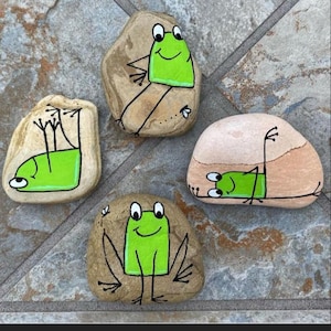 Rocce dipinte a forma di rana