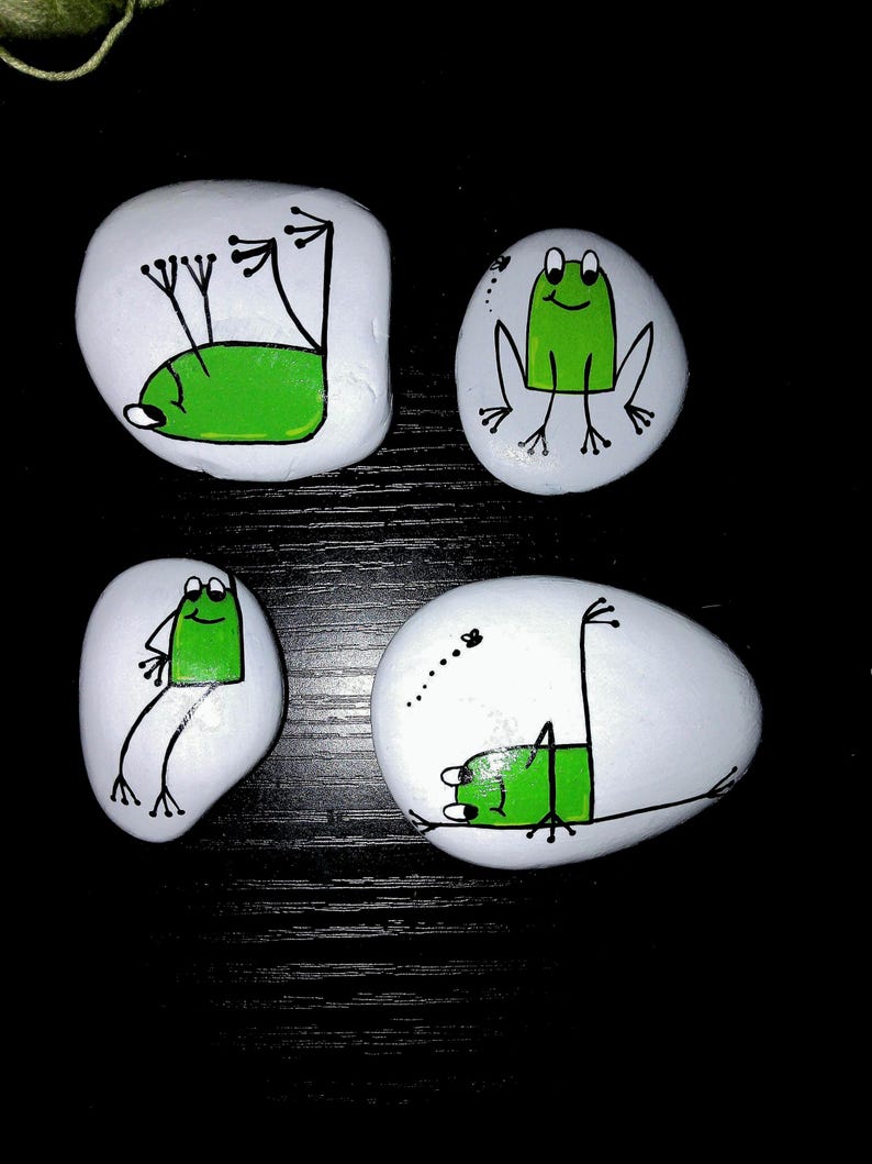 Frog Faces On Rocks Frog Painted Rocks - Etsy