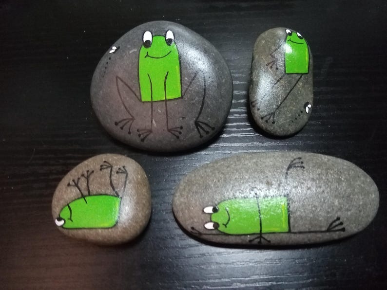 Frog Faces On Rocks Frog Painted Rocks - Etsy