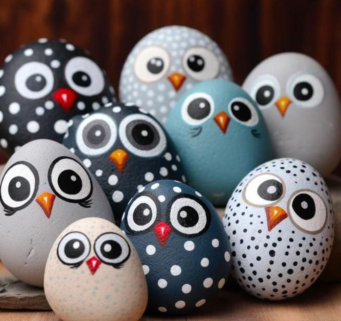 Bird Chick Painted Rocks - Etsy