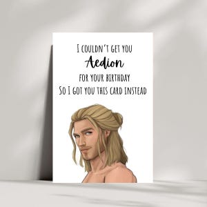 Printable Aedion Ashryver Birthday Card for Book Lover, Bookish