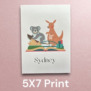 Sydney Australië 5X7 afdrukken | Hedendaagse kunst | Ansichtkaart | Australische dieren | Weergeven | Sydney CBD | Gedrukt karton | Naar jou gemaild |