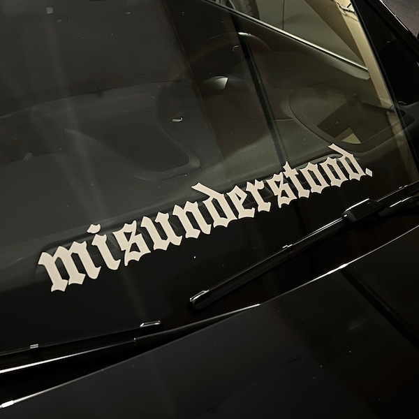 Adhesivo de vinilo para parabrisas de coche con texto "Malentendido"