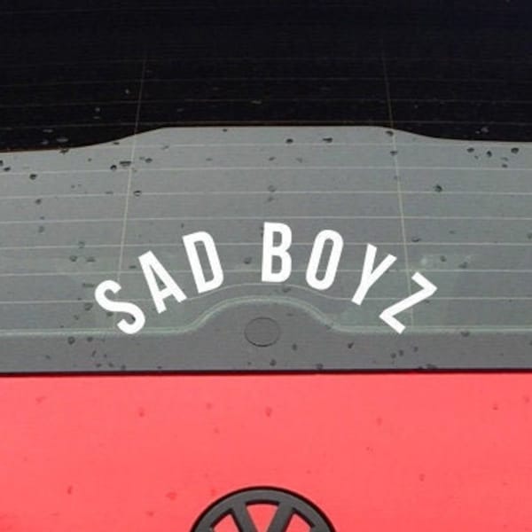 SAD BOYZ Curved Decal Sticker Vinyl Die Cut Sad Boys Decal Lowered Rear Window Wiper Decal