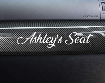 Calcomanía de asiento con nombre de novia para salpicadero o puerta de coche pasajero princesa