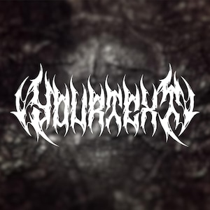May include: White stylized text on a dark, textured background. The text, in a gothic font, appears to be a band logo or design element, with sharp, pointed serifs. The overall aesthetic suggests a heavy metal or alternative music theme.