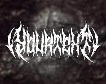 Custom Death Metal Font Decal, Personalized Name Vinyl Sticker