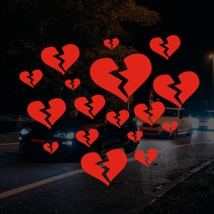 Broken Hearts Decal Set Sticker Pack - Die Cut Vinyl - 17 Decals