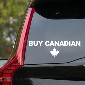 BUY CANADIAN with Maple Leaf Car Window Decal Vinyl Die Cut Canada Decal