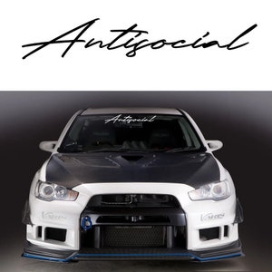 Antisocial Decal Sticker Windshield Banner 7&quot; to 20&quot; Car Lower Banner Truck Decal