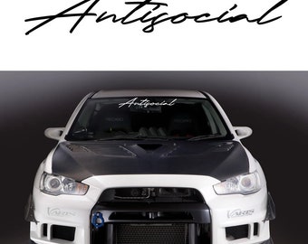 Antisocial Decal Sticker: Windshield Banner for Car or Truck