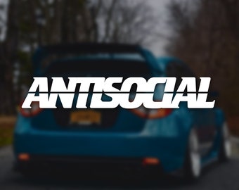 ANTISOCIAL Car Decals Sticker Windshield Banner | Vinyl Die Cut Car Window Decal Anti Social JDM Car Stickers