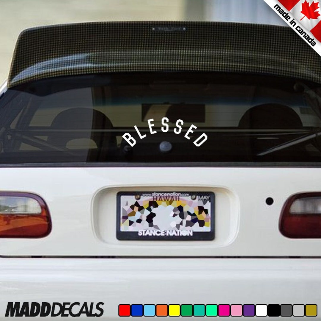 BLESSED Arc Curved Decal Sticker Vinyl Die Cut Decal Rear Window Wiper ...