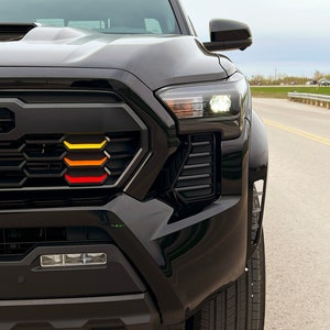 2024 Tacoma Heritage Grille Insert Decals | Yellow Orange Red 3 Stripe Vinyl Overlays 2024 2025 Tacoma Accessories Stickers Badge Emblem