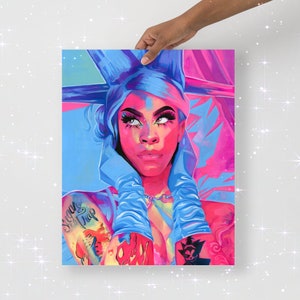 Sugar Trap — Impressão artística | Pôster de Rico Nasty | Impressões artísticas coloridas | Rappers femininas | Arte da cultura negra | Impressões artísticas emolduradas | Arte feminina negra