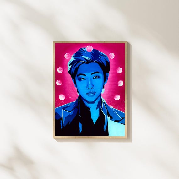 Vibrant Trippy Art Prints, K-pop Inspired Aesthetic Wall Decor, Idol Art Prints, Pop Culture Original Artwork, Moon Phase Celestial Painting