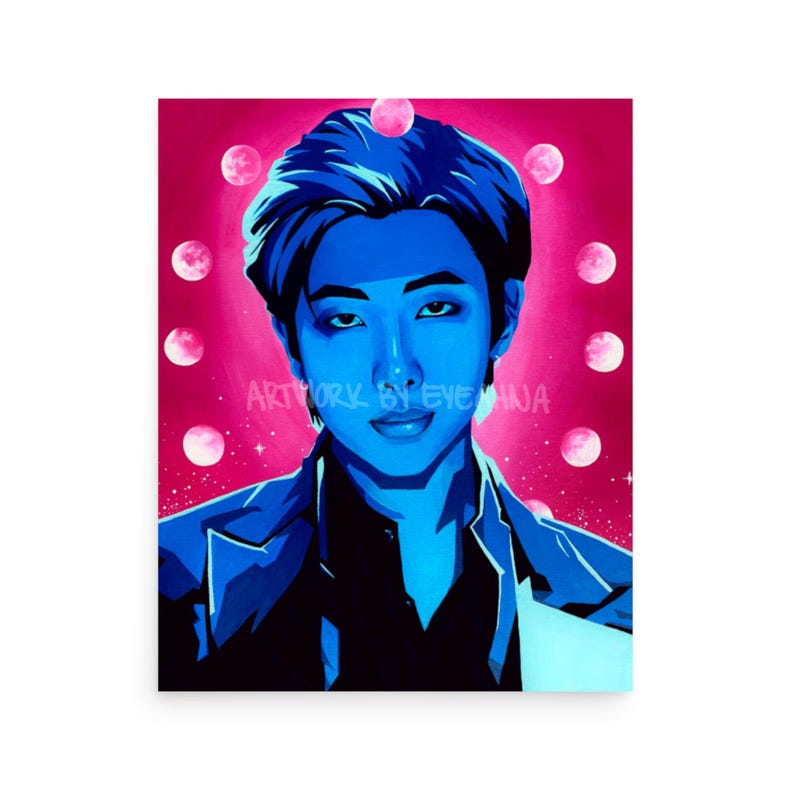 Vibrant Trippy Art Prints, K-pop Inspired Aesthetic Wall Decor, Idol Art Prints, Pop Culture Original Artwork, Moon Phase Celestial Painting 16x20 inches