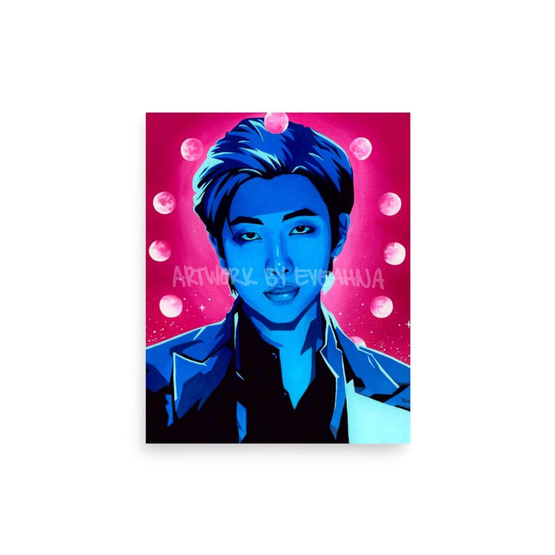 Vibrant Trippy Art Prints, K-pop Inspired Aesthetic Wall Decor, Idol Art Prints, Pop Culture Original Artwork, Moon Phase Celestial Painting 8x10 inches