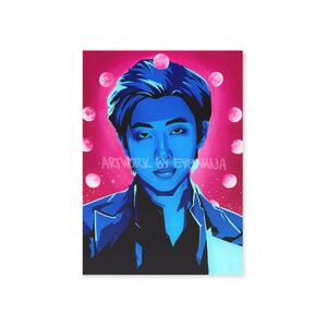 Vibrant Trippy Art Prints, K-pop Inspired Aesthetic Wall Decor, Idol Art Prints, Pop Culture Original Artwork, Moon Phase Celestial Painting 12x16 inches