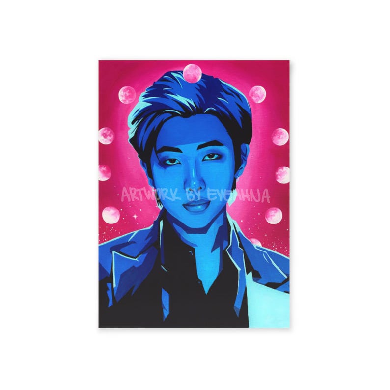 Vibrant Trippy Art Prints, K-pop Inspired Aesthetic Wall Decor, Idol Art Prints, Pop Culture Original Artwork, Moon Phase Celestial Painting 12x16 inches
