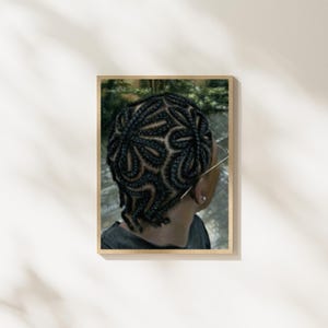 Oeuvre d'art tresses Cornrows, décoration murale esthétique cheveux naturels, affiche de coiffures noires, estampes d'art moderne afrocentriques, art de la culture noire