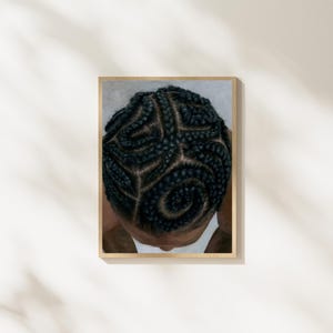 Cornrow Zöpfe Kunstwerk, Schwarze Frisuren Ästhetische Wanddekoration, Natürliche Haar Kunst, Moderne Afrocentric Schwarz Kunstdrucke, Schwarze Kultur Malerei