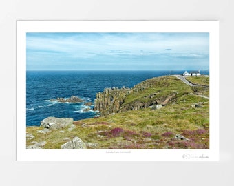 Lands End, Cornwall art print, picture. Limited edition artist signed. English seascape. Gift Wall poster for home painting gallery