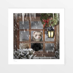 A Winter Day Indoors Ferret art print, picture, poster. Ferret gift. Wall decor for home painting art gallery or office. Limited edition
