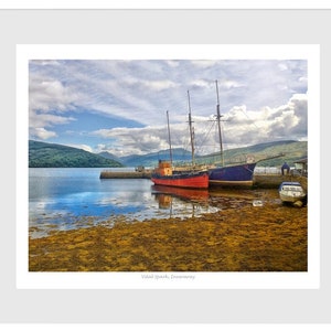 Loch Fyne Vital Spark, Inveraray, Argyll Scotland art print, picture, poster. Framed Scottish Birthday Wedding Anniversary gift