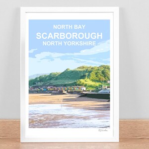 Scarborough North Yorkshire print, Travel Poster, Picture, Wall art, home decor landscape Birthday wedding anniversary gift Framed North Bay