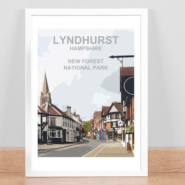 Lyndhurst New Forest Hampshire Art Print, Location Travel Poster, Picture, Home Wall decor. Hand Signed. Birthday Wedding Anniversary gift