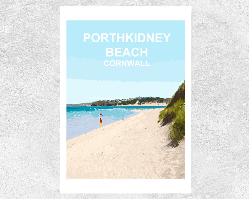 Porthkidney Beach Cornwall art print, Travel Poster, Picture, Wall decor. Hand signed, framed ready to hang Kernow gift image 2