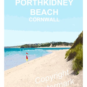 Porthkidney Beach Cornwall art print, Travel Poster, Picture, Wall decor. Hand signed, framed ready to hang Kernow gift image 4