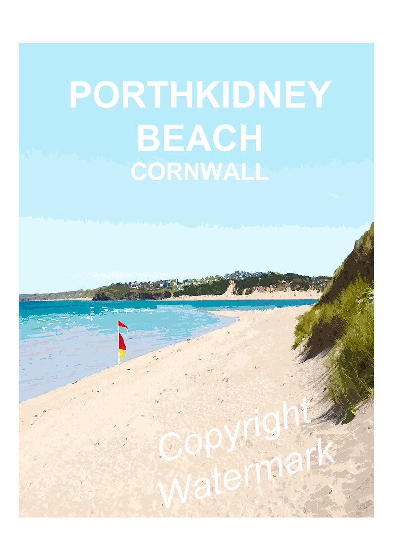 Porthkidney Beach Cornwall art print, Travel Poster, Picture, Wall decor. Hand signed, framed ready to hang Kernow gift image 4