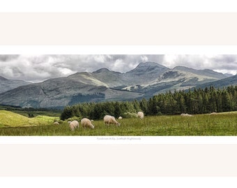 Tyndrum Hills Scotland print, picture, poster Home wall art decor. Panoramic Scottish Highlands birthday wedding anniversary gift