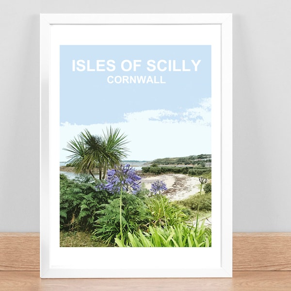 Isles of Scilly, Cornwall art print / Travel Poster / Picture / Wall decor. Signé à la main. Encadré prêt à accrocher