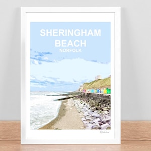 Sheringham Norfolk art print, Travel Poster, Picture, Home Wall decor. Birthday wedding anniversary gift. Hand signed. Framed